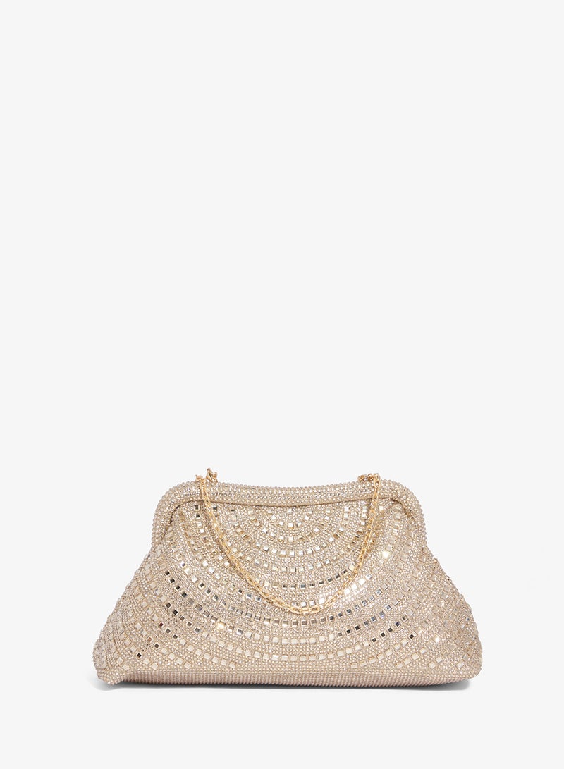 Khizana East-To-West Metallic Embellished Gold Bag - Image 1
